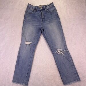 Madewell Jeans The Perfect Vintage Womens 28 HighRise Cropped Raw Hem Distressed
